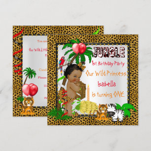 Invitation Première Anniversaire Leopard Jungle Safari Wild E