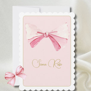 Invitation Première Aquarelle Anniversaire Pink Bow Cute