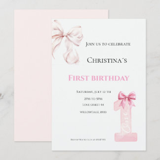 Invitation Première bougie pour bébé fille
