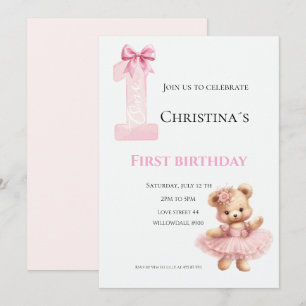 Invitation Première bougie pour bébé fille