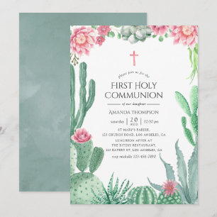 Invitation Première communion aux succulentes aquarelles