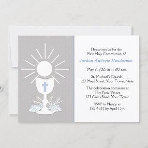 Invitation Première communion avec Chalice, Grey
