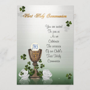 Invitation Première communion avec les shamrocks irlandais