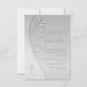 Invitation Première communion bleu et gris