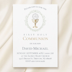 Invitation première communion catholique Eucharistie