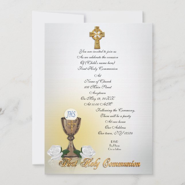 Invitation Première communion Croix celtique (Devant)