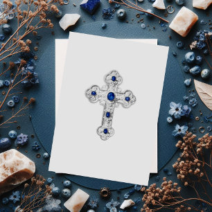 Invitation Première communion Croix d'argent ornée