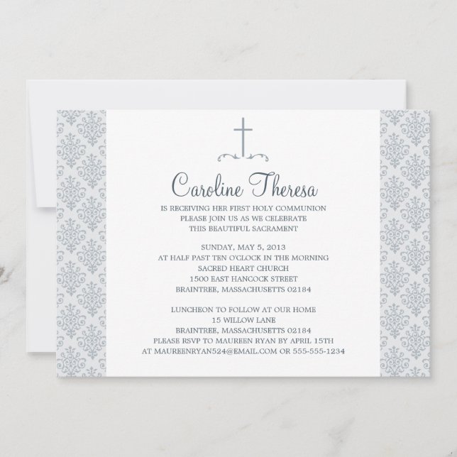 Invitation Première communion de Damask (Devant)