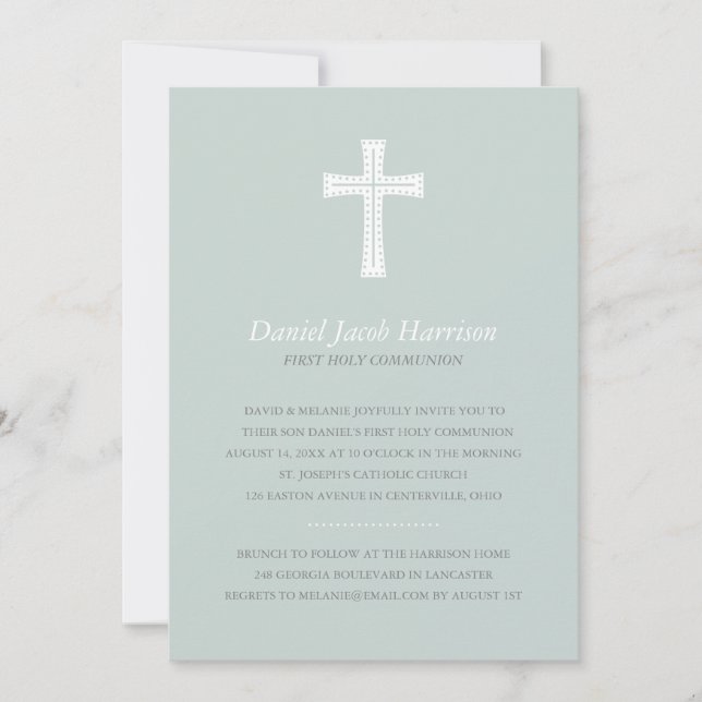 Invitation Première communion de garçons bleus (Devant)