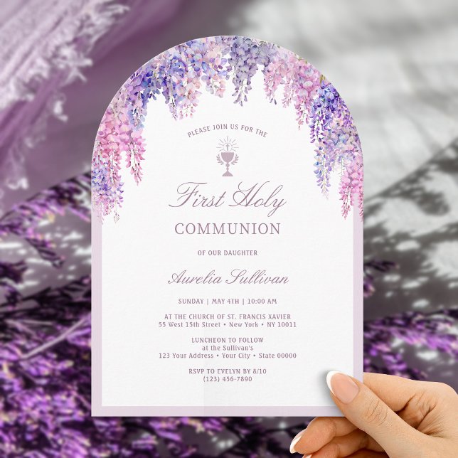 Invitation Première communion de l'arc Lilac Wisteria (Créateur téléchargé)
