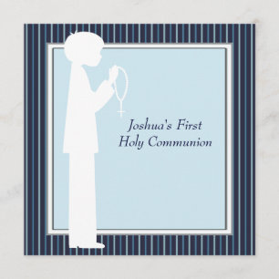 Invitation Première communion de rayure de garçons blancs