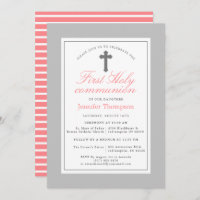 Première communion d'élégante rayures rose et gris