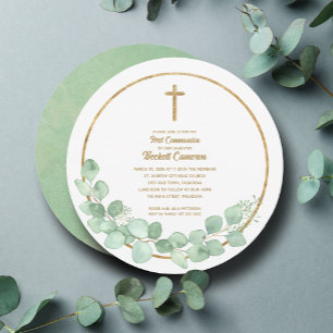 Invitation Première communion d'Eucalyptus Cross