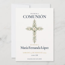 Première Communion élégante Croix Botanique