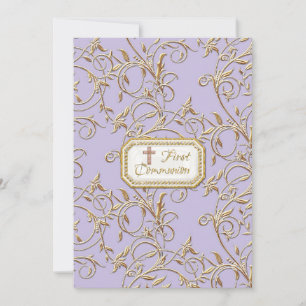 Invitation Première communion Glam Old Hollywood Regency