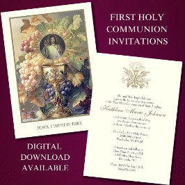 Invitation Première communion Jésus Divine Miscy Chalice Hôte
