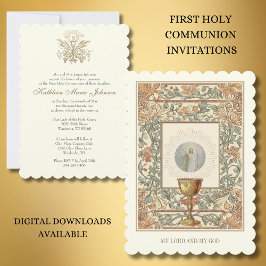 Invitation Première communion Jésus Résurrection Chalice Hôte