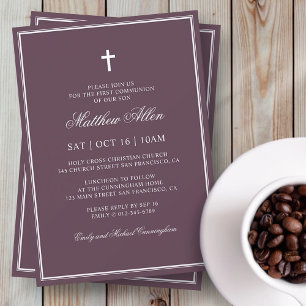 Invitation Première Communion Pour Lui Croix classique élég