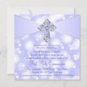 Invitation Première communion Purple Sparkle