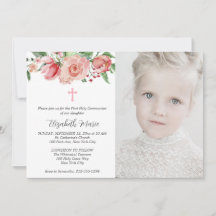 Première communion rose florale et photo pour les