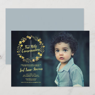 Invitation Première communion sainte de la couronne jaune