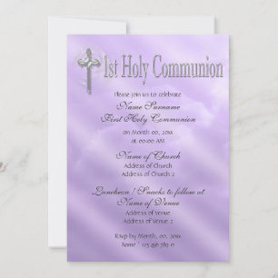 Invitation Première communion sainte violette