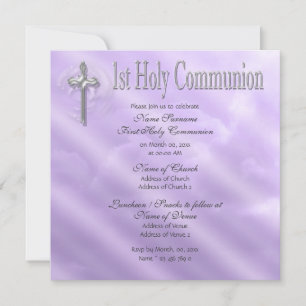 Invitation Première communion sainte violette