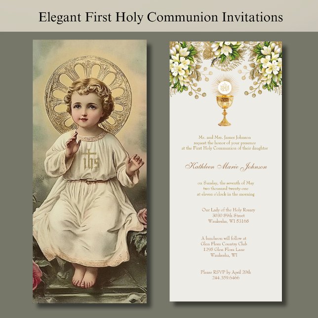 Invitation Première Communion Vintage Jésus (Créateur téléchargé)
