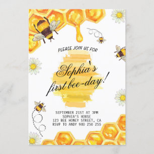 Invitation Première fête d'abeilles Miel d'abeilles Première 