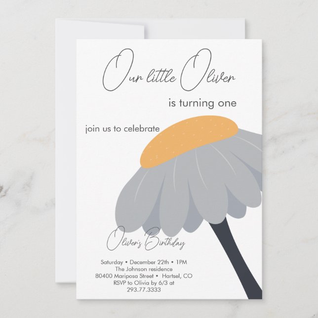 Invitation Première fête d'anniversaire Chamomile Fleur migno (Devant)