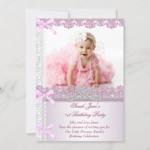 Invitation Première fête d'anniversaire de 1 an Filles Prince