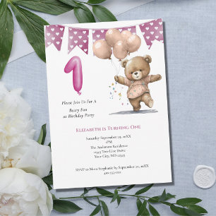 Invitation Première fête d'anniversaire de 1 an pour bébé fil