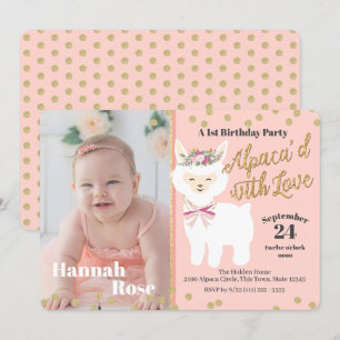 Invitation Première fête d'anniversaire de l'Alpaca avec phot