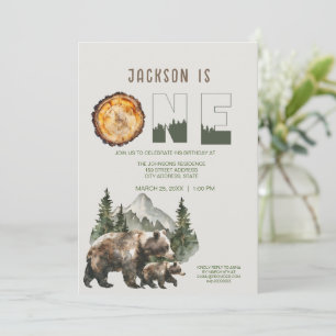Invitation Première fête d'anniversaire de l'ours des bois