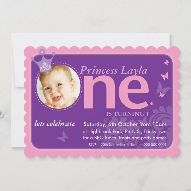 Invitation PREMIÈRE FÊTE D'ANNIVERSAIRE POUR ENFANTS PHOTO d' (Devant)