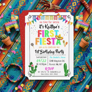 Invitation Première Fiesta Anniversaire Coloré Mexicain de 1è