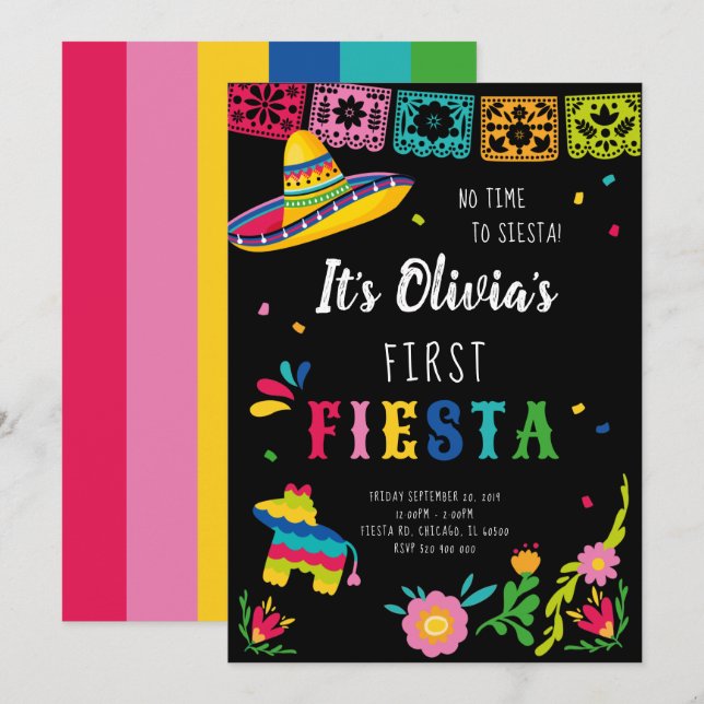 Invitation Première Fiesta, Pas le temps de faire la sieste (Devant / Derrière)