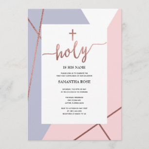 Invitation Première Fille d'invitation à la communion, or Ros