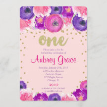 Première fille d'invitation d'anniversaire, or