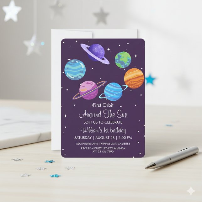 Invitation Première orbite autour du soleil 1er anniversaire  (Créateur téléchargé)