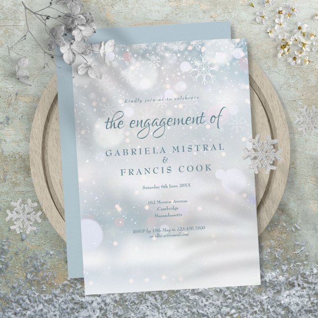 Invitation Première partie de l'engagement sur les flocons de (First Snowflakes Engagement Party Invitation)