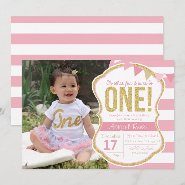 Invitation Première Parties scintillant d'anniversaire Invita (Devant / Derrière)