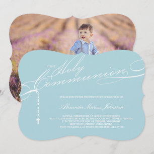 Invitation Première photo de sainte communion de chapelet