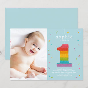 Invitation Première Piñata Baby Première fête d'anniversaire 