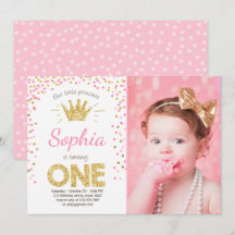 Première princesse Gold Pink d'invitation