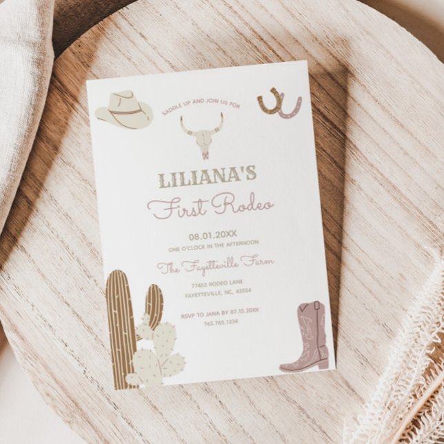 Invitation Première Rodéo Cowgirl Anniversaire Fête Invitatio (Créateur téléchargé)