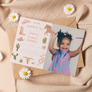 Invitation Première Rodéo Cowgirl fête d'anniversaire Photo