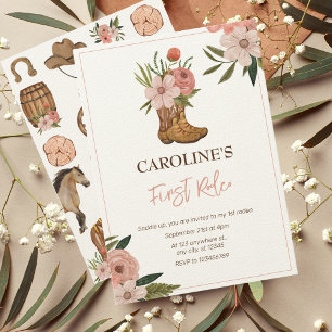 Invitation Première Rodéo de petite fille 1er anniversaire