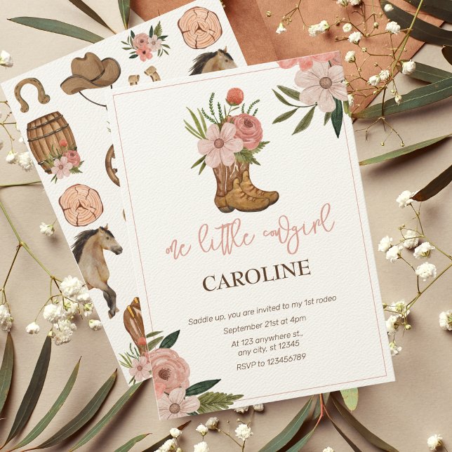 Invitation Première Rodéo de petite fille 1er anniversaire (Créateur téléchargé)