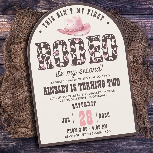 Invitation Première Rodéo Filles Archées sur mesure 2e fête d (Créateur téléchargé)